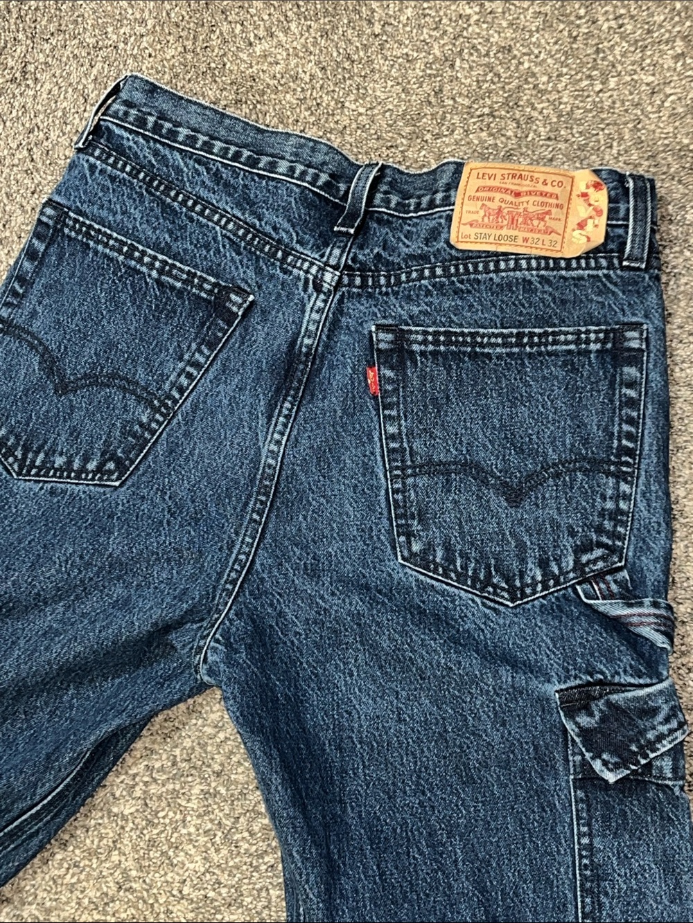 Levis Stay Loose Cargo Carpenter Jeans Big E EXCELLENT MENS 32x32